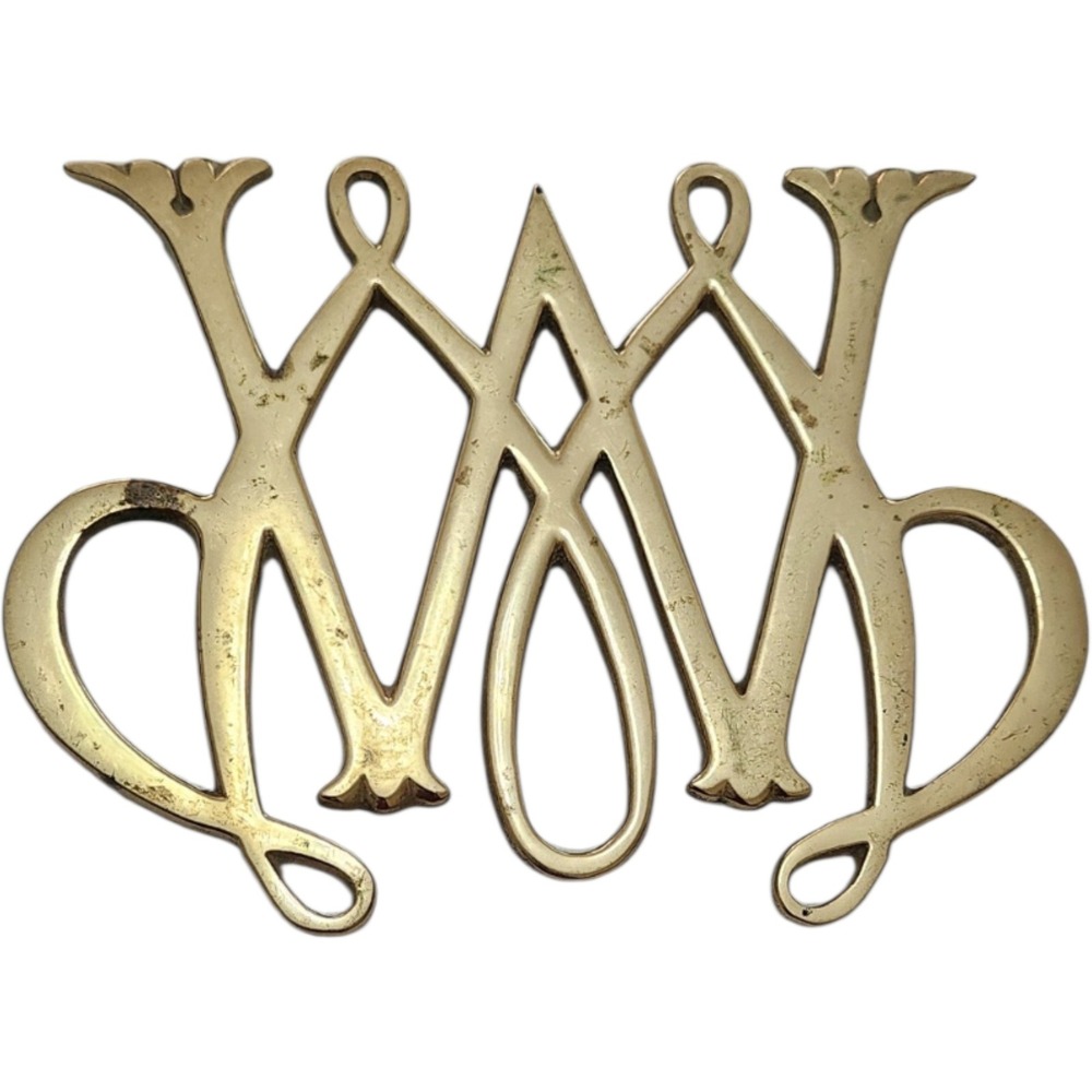 Virginia Metalcrafters William and Mary Cypher Brass Trivet Williamsburg 1950